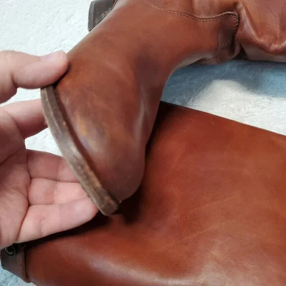 Frye Tan Brown Leather Cowgirl Western Bohemian Rodeo Boho Riding Tall Boots 7 B - Picture 11 of 16